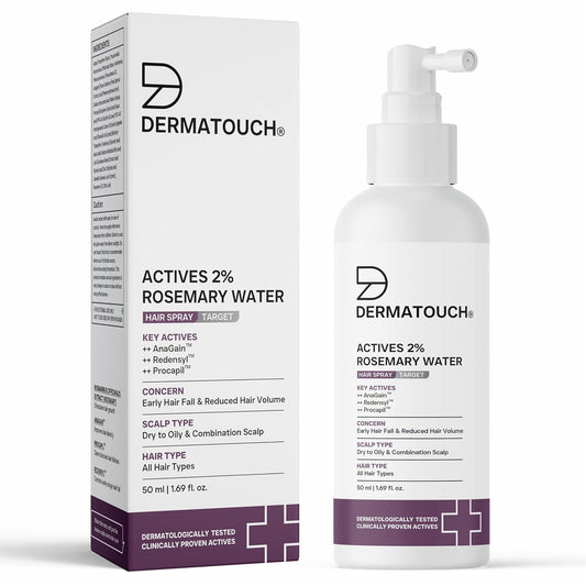 DERMATOUCH Rosemary Water Spray For Hair Growth (50 ml) | Advance 2% Actives Rosemary, Redensyl, Anagain + Procapil Spray Mist for Fall Control, Stimulates Hair Growth, Adds Shine, Strengthens