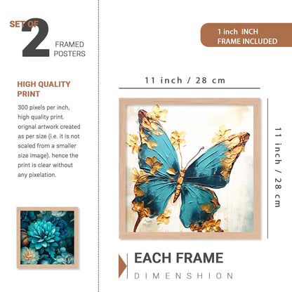 Wood Premium Digital Paintings With Frame For Home Decoration - Painting For Living Room Bedroom Office - Pack Of 4 (G)