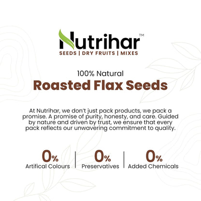 Nutrihar Roasted Flax Seeds 100g | Unsalted & Roasted Alsi Seeds | Omega-3 & Calcium Rich | No Added Oil