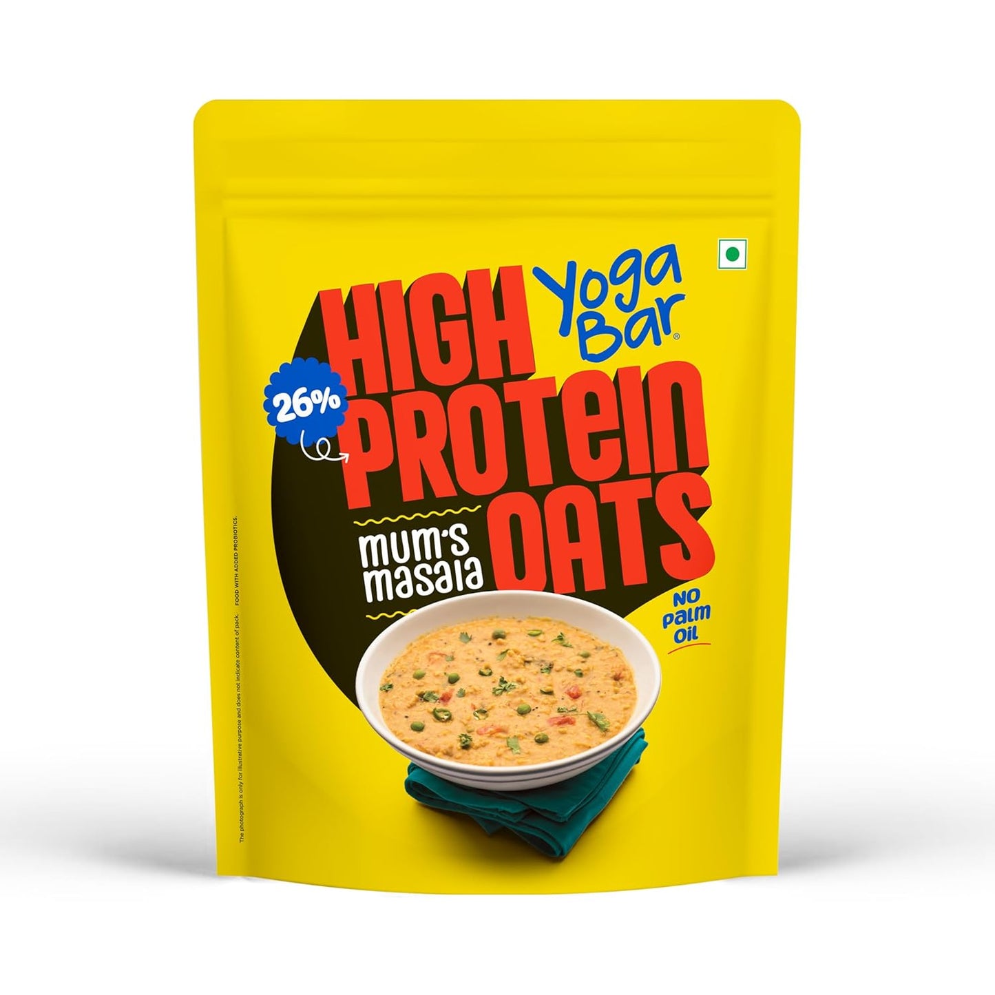 Yogabar 26g High Protein Oats 1kg , Mum's Masala - Breakfast Cereal with Wholegrains, 26% Protein & No Palm Oil - Oats High Protein for Gym - Premium Protein Blend with Whey Protein Powder - with Goodness of Chia, Sunflower & Pumpkin Seeds