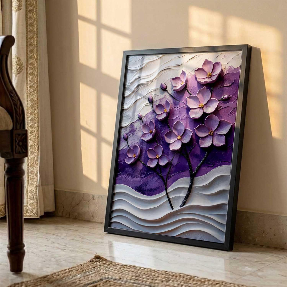 blue flower Wall Painting Home Decoration With Frame For Living Room Bed Room Hotel Wall Decor Digital Reprint (13X17 INCH)