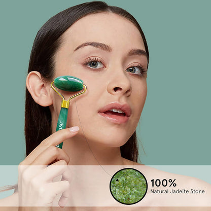 Be Bodywise Jade Roller Massager | 100% Natural Jade Face Roller | Tightens Skin, Reduces Wrinkles & Improves Blood Circulation | Best for Serum Application | Double Sided for Toning & Firming Face