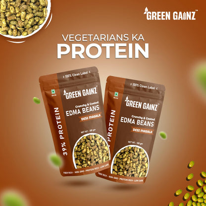 Green Gainz Roasted Edamame New Desi Masala Flavour | Healthy Namkeen Snacks | Protein Rich Snacks | High Protein Clean Label | Protein Rich Namkeen | No Palm Oil (pack of 1-100gm each)