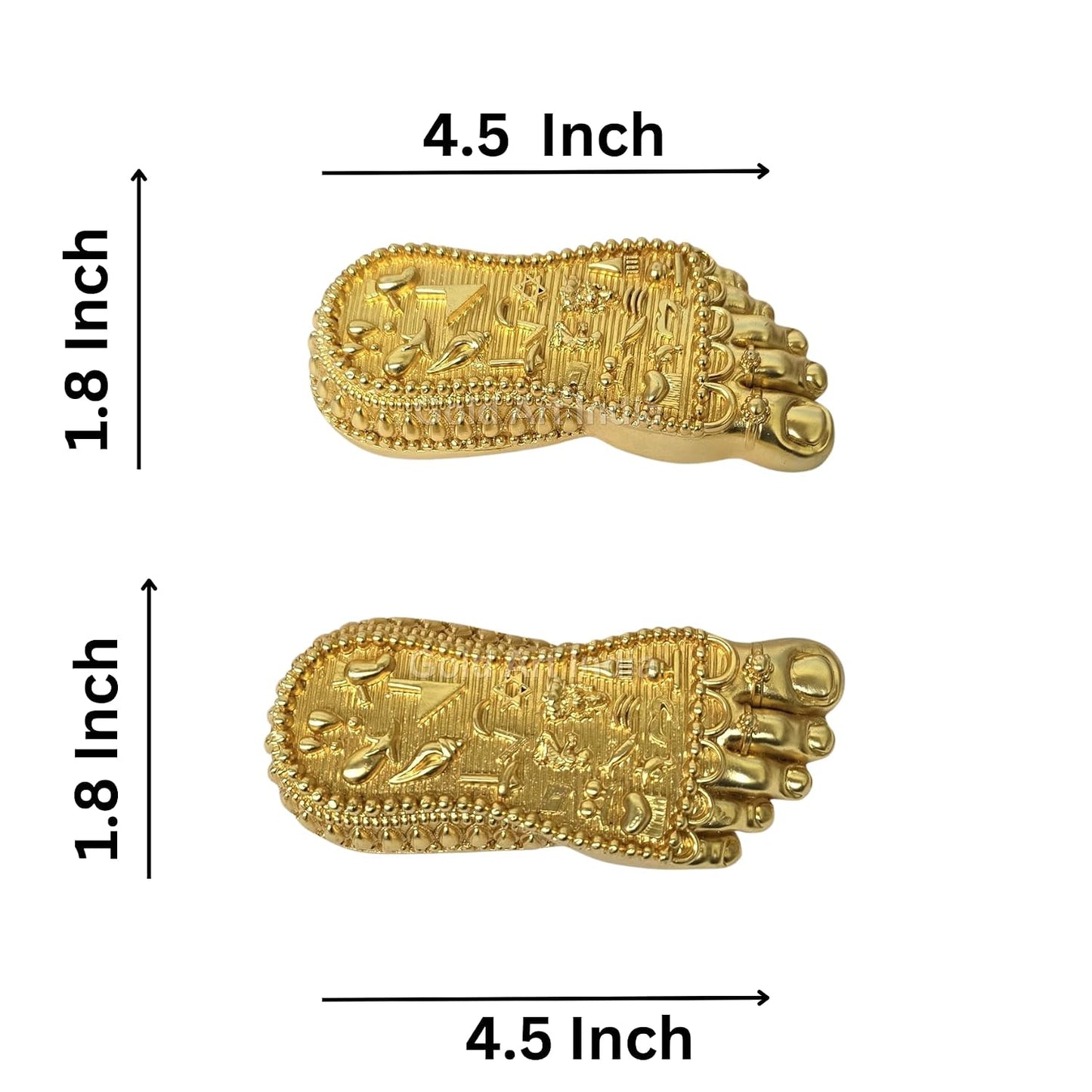 Gold Art India Shri Laxmi Charan Paduka Gold Plated Matte | Bhagyam Lakshmi Charan Idol | Maa Lakshmi Blessings Feet for Office Home Temple Decor | Ideal for Laxmi Puja Housewarming Gifts (4.5" Inch)