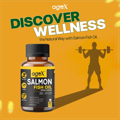 Omega 3 Fish Oil Capsules 1000mg | 180mg EPA + 120mg DHA | High Absorption Triglyceride Form | No Fishy Burps | Mercury-Free Salmon Oil | 60 Softgels (Pack of 1)