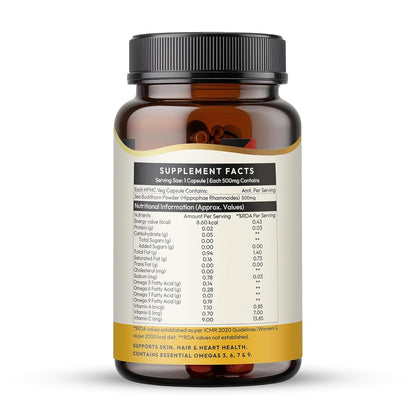 Wellwith Sea buckthorn Berry Powder Capsules – 60 Vegan Caps |Sea buckthorn capsules rich in Natural Vitamin C for Skin Glow & Collagen Boost | Pack of 1