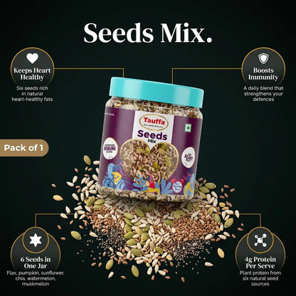 Tauffa Premium Seeds Mix 250g | Healthy Seed Blend with Sunflower, Pumpkin & Flax Seeds | High Protein & Fiber Snack | Omega 3 Rich Superfood for Diet & Fitness