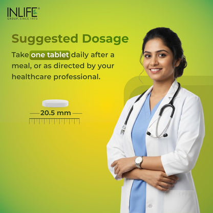 INLIFE Calcium Magnesium Zinc Vitamin D B12 | With K2 & Folic Acid Supplement | Bone & Joint Support Supplement for Women and Men - 120 Tablets (Pack of 1, 120)