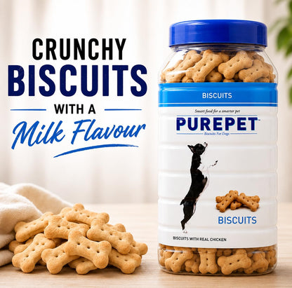 Purepet Dog Treats Biscuits 800g Pack | Milk Flavour | Active Behaviour | Oral Health | Training and Behaviour | Healthy Immune System (All Life Stages)
