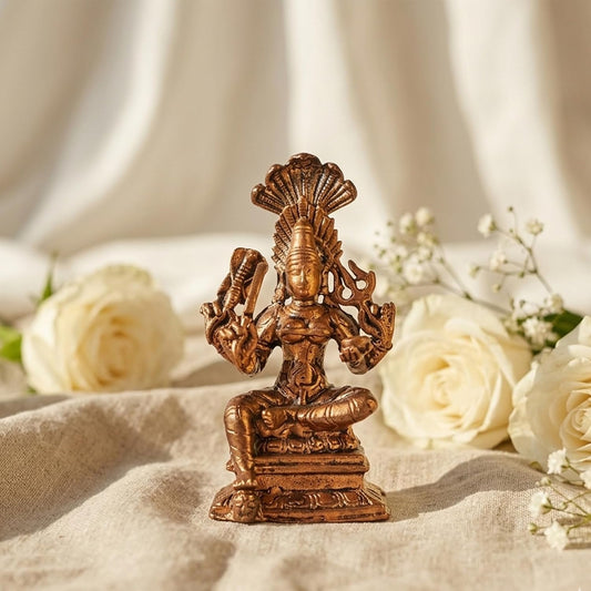 Pure Copper Mariyamman Murti | Handcrafted Copper Idol for Pooja Room, Vastu Decor | Traditional & Auspicious Religious Hindu God Showpiece & Gift Item | 100gm (7x5 cm)