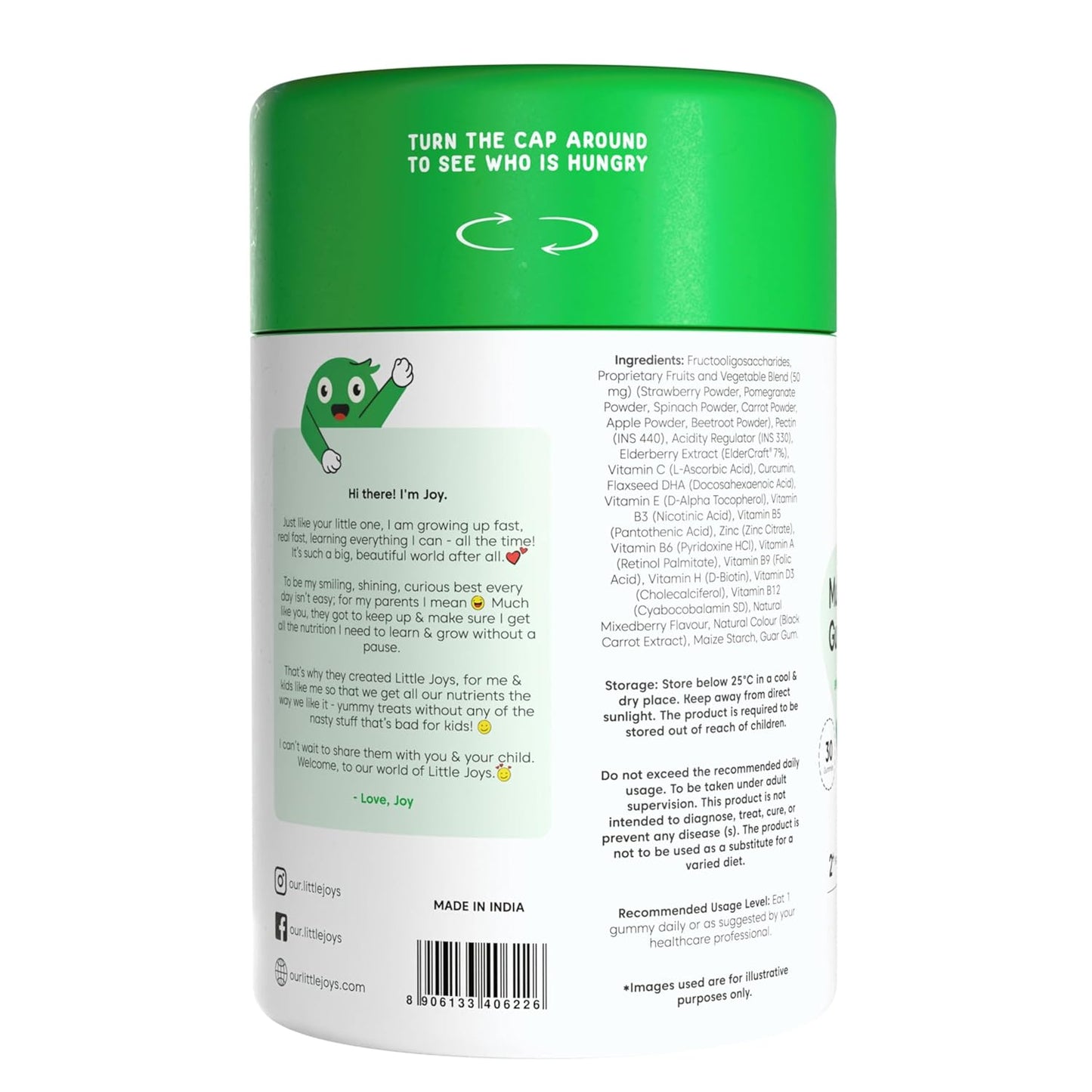 Little Joys Multivitamin Gummies for Kids (2-6 years) | Boosts Immunity, Supports Brain & Bone Health, Helps Fight Infections | Elderberry Flavour | No Added Sugar | 30 Gummies