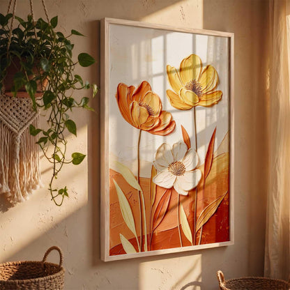 Aesthetic flower Art Home Decoration Painting | Floral Paintings With Frame For Living Room Bed Room Hotel Wall Decor Digital Reprint (13x17 inch)