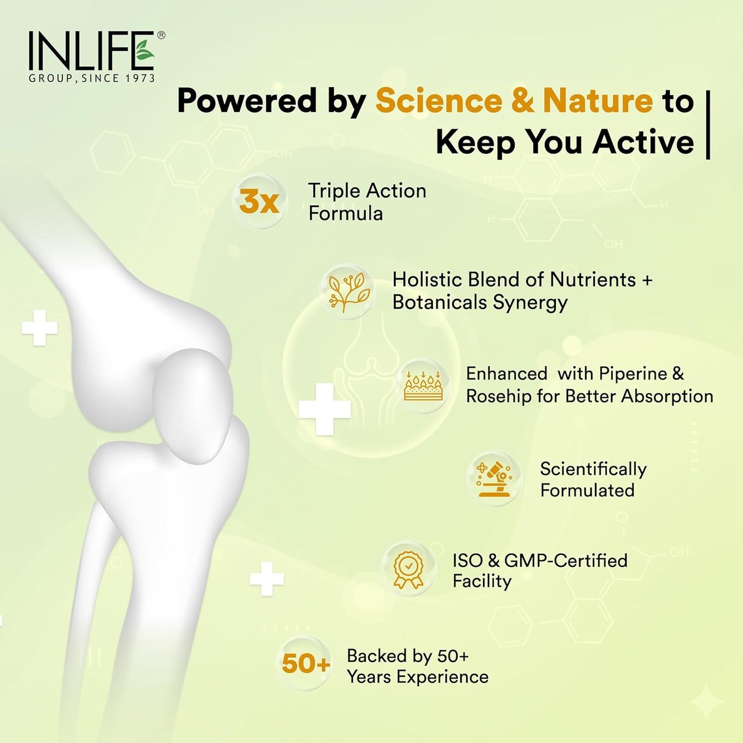 INLIFE Glucosamine Tablets for Joints with Chondroitin MSM Collagen Type II, Hyaluronic Acid, Vitamin D3 | Enriched with Boswellia, Rosehip, Curcumin | Knee Bone Cartilage Supplement - 60 Tablets