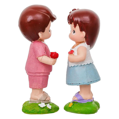 eCraftIndia Boy Giving Rose to Girl Cute Couple Showpiece | Valentine Gift for Girlfriend Boyfriend Husband Wife Special Love Her Him | Valentine Day Decoration Items