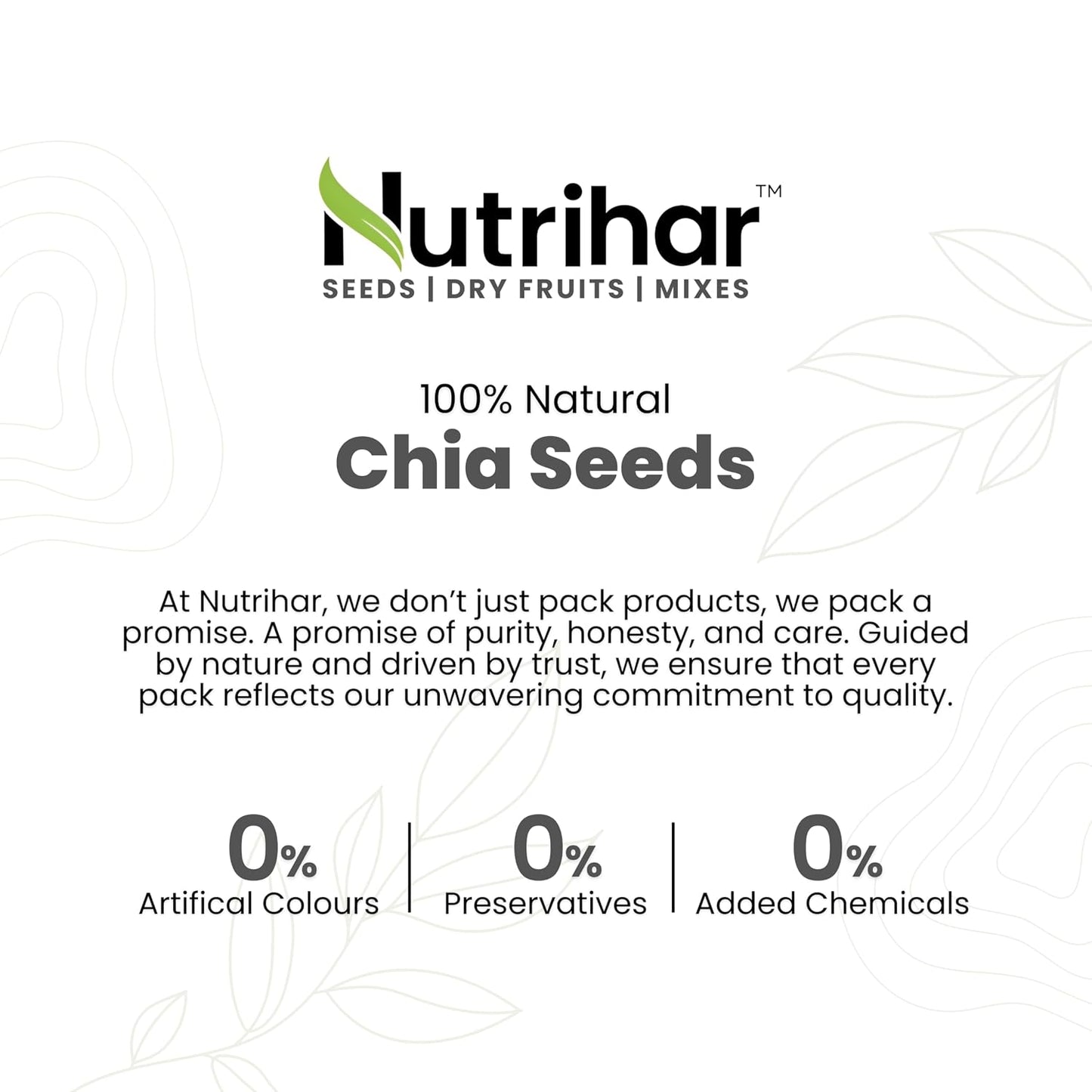 Nutrihar Premium Chia Seeds 100g | Rich in Calcium, Protein & Fibre | 100% Clean, Triple Sortex Chia Seeds 100 gm