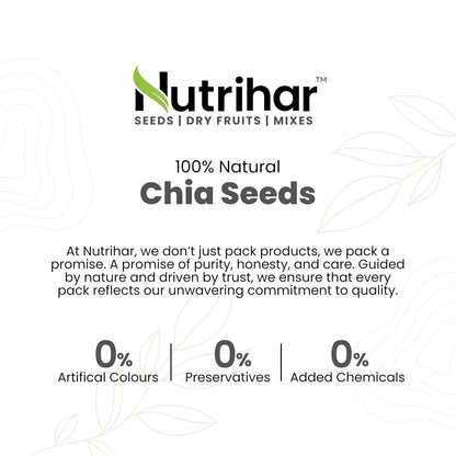 Nutrihar Premium Chia Seeds 100g | Rich in Calcium, Protein & Fibre | 100% Clean, Triple Sortex Chia Seeds 100 gm