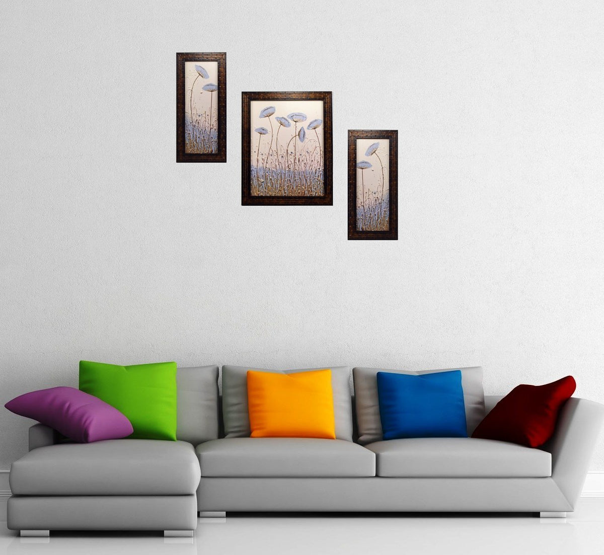 3 PC Set of Floral Paintings, Multicolor