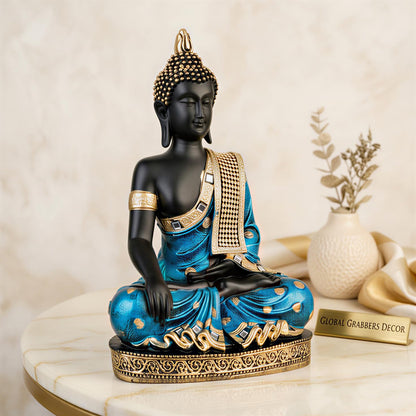 Buddha Idol Statue | Home Decoration Items for Living Room (Blue Black)