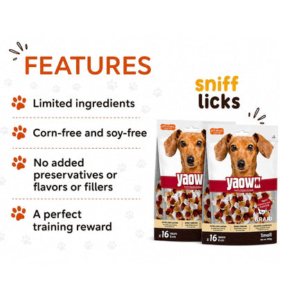 Gnawlers Yaowo Rawhide Braided Bone Filled with Chicken Inside - 500 g (5-inch)
