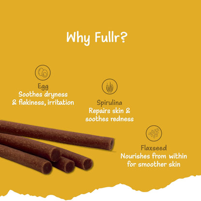 Fullr Skin & Coat Dog Biscuits for All Life Stages, Dog Treats Made with Salmon, Egg & Flaxseed, Healthy Dog Treats Made with Superfoods, Suitable for All Dog Breeds, 70g, Pack of 1