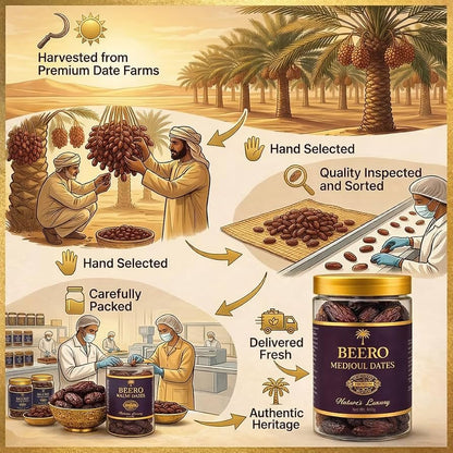 Beero Medjoul Dates | Khajoor | Medjouls Khajur Prmeium Dates | Jumbo size High Fibre Rich Dry fruits | Fresh and delicious
