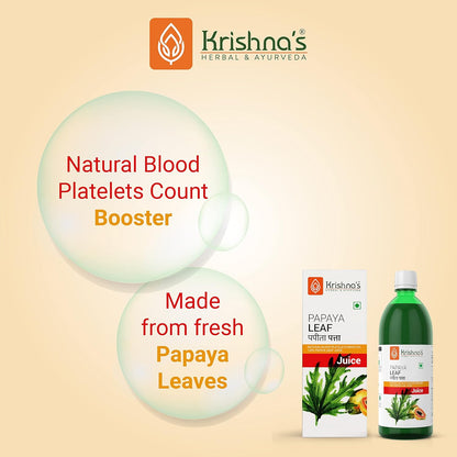 Krishna's Papaya Leaf Juice - 500 ml | Fresh Papaya Leaves| Helps to boost platelets count