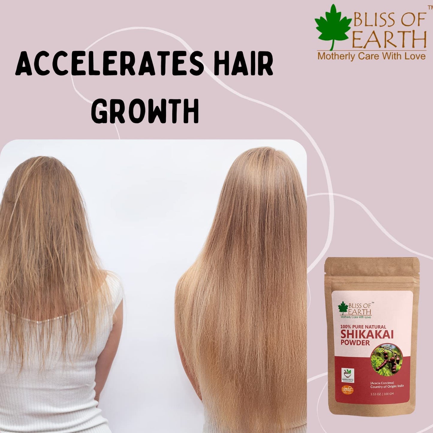 Bliss of Earth® 100% Pure & Natural Jatamansi Powder+100% Pure & Natural Shikakai Powder | 100GM | Acacia Concina | Gorgeous hair Naturally | Traditional Hair Cleanser & Conditioner (Pack of 2)