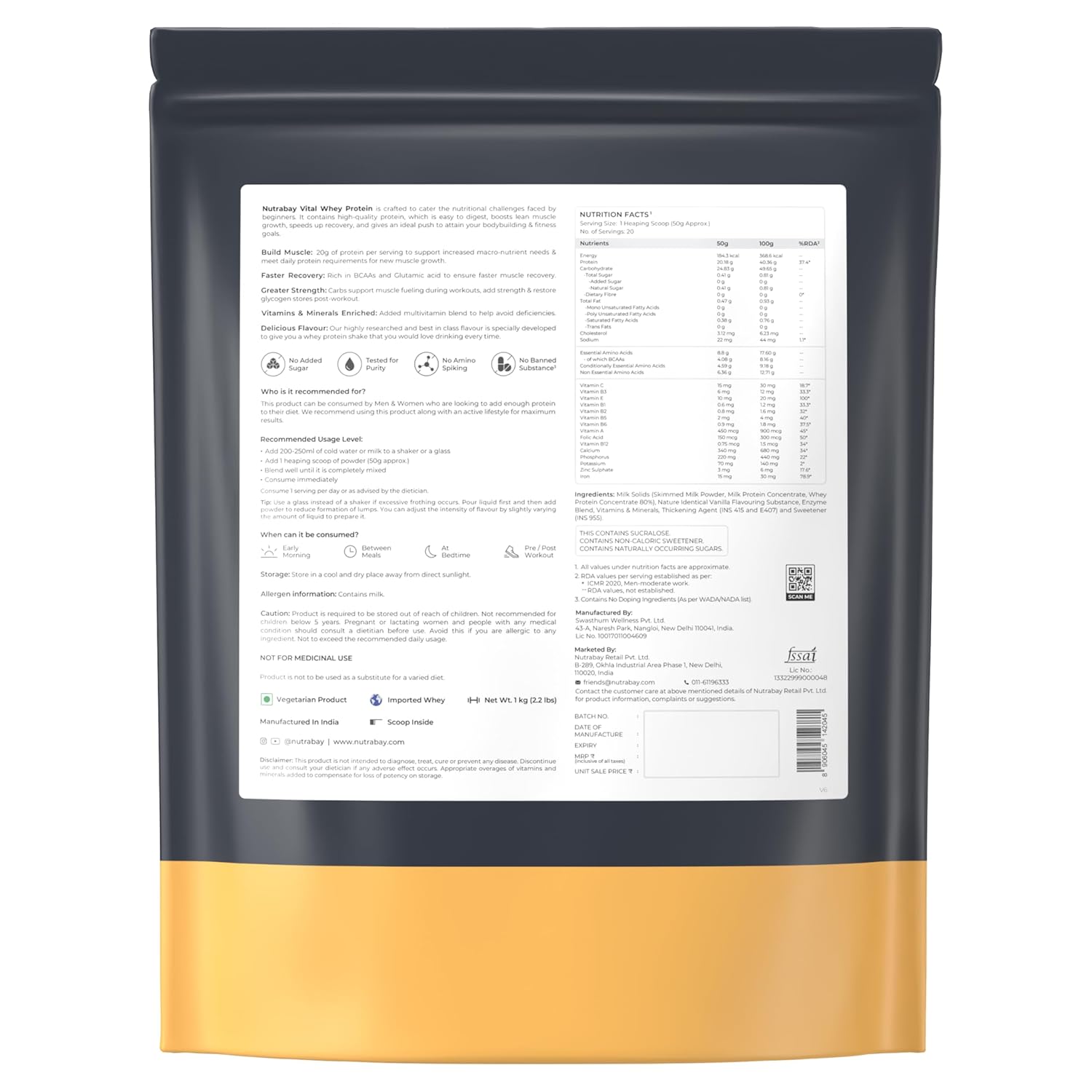 Black and yellow package with a detailed label on a white background