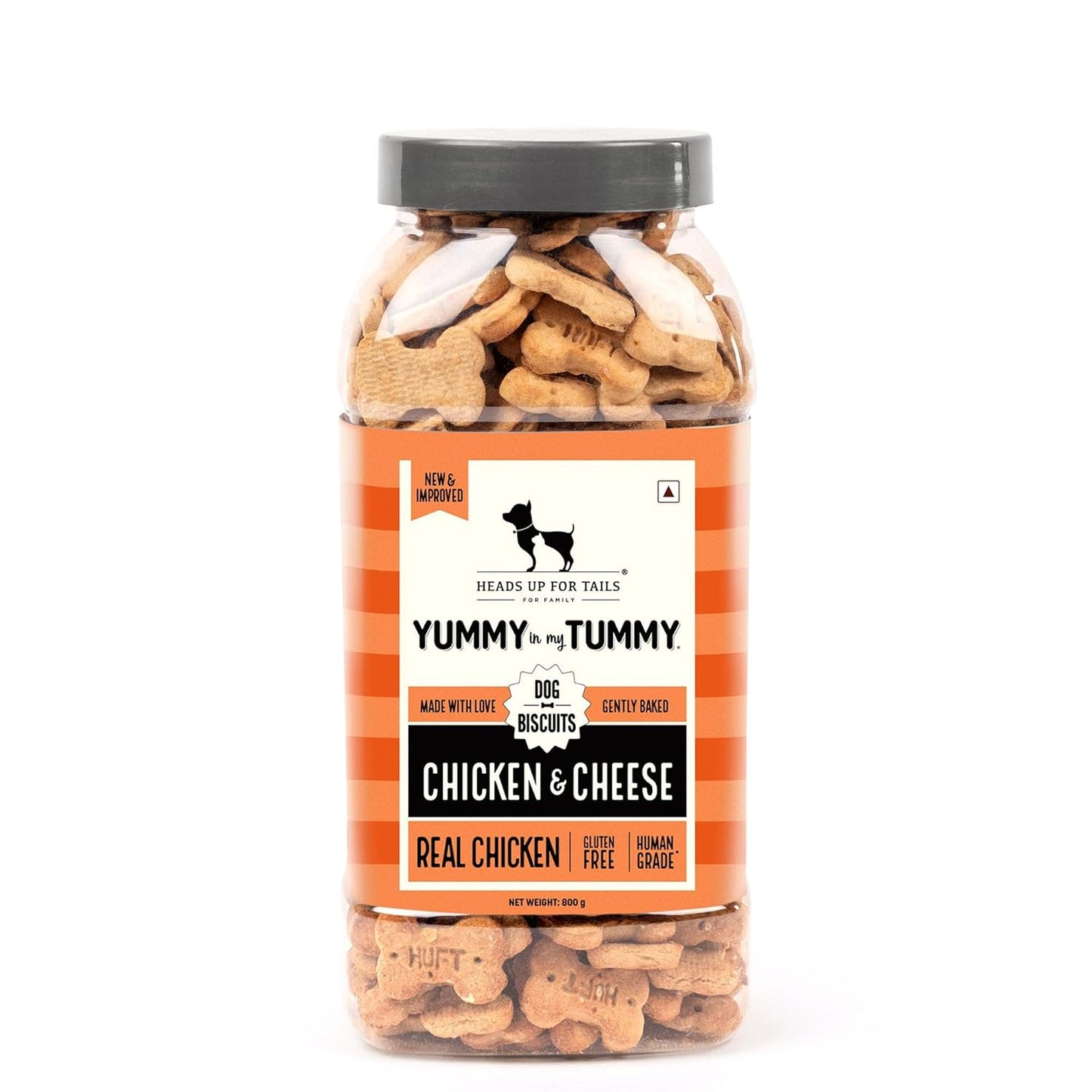 Yummy in My Tummy by HUFT Chicken & Cheese Dog Biscuits – 800 gm | Crunchy & Healthy Treats for Puppies & Adult Dogs | High-Protein Snack | Ideal Training Treat for All Life Stages Dogs