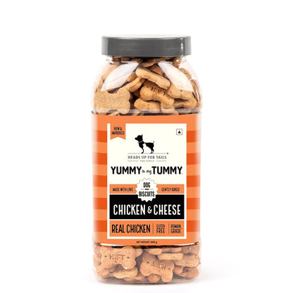 Yummy in My Tummy by HUFT Chicken & Cheese Dog Biscuits – 800 gm | Crunchy & Healthy Treats for Puppies & Adult Dogs | High-Protein Snack | Ideal Training Treat for All Life Stages Dogs