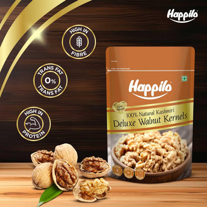 Happilo Premium Deluxe Walnut Kernals 200g (Pack of 1) | Walnuts without Shell | Akhrot Giri | Dry Fruits, Healthy Snacks | Natural Kashmiri Walnut Kernels | Rich in Protein, Iron & Source of Omega-3