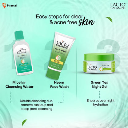 Lacto Calamine Micellar Water Make Up Remover Liquid | 100ml | With Aloe Vera, Green Tea & Niacinamide | Cleansing Water For Face That Removes Make-Up, Excess Oil & Impurities | Alcohol Free