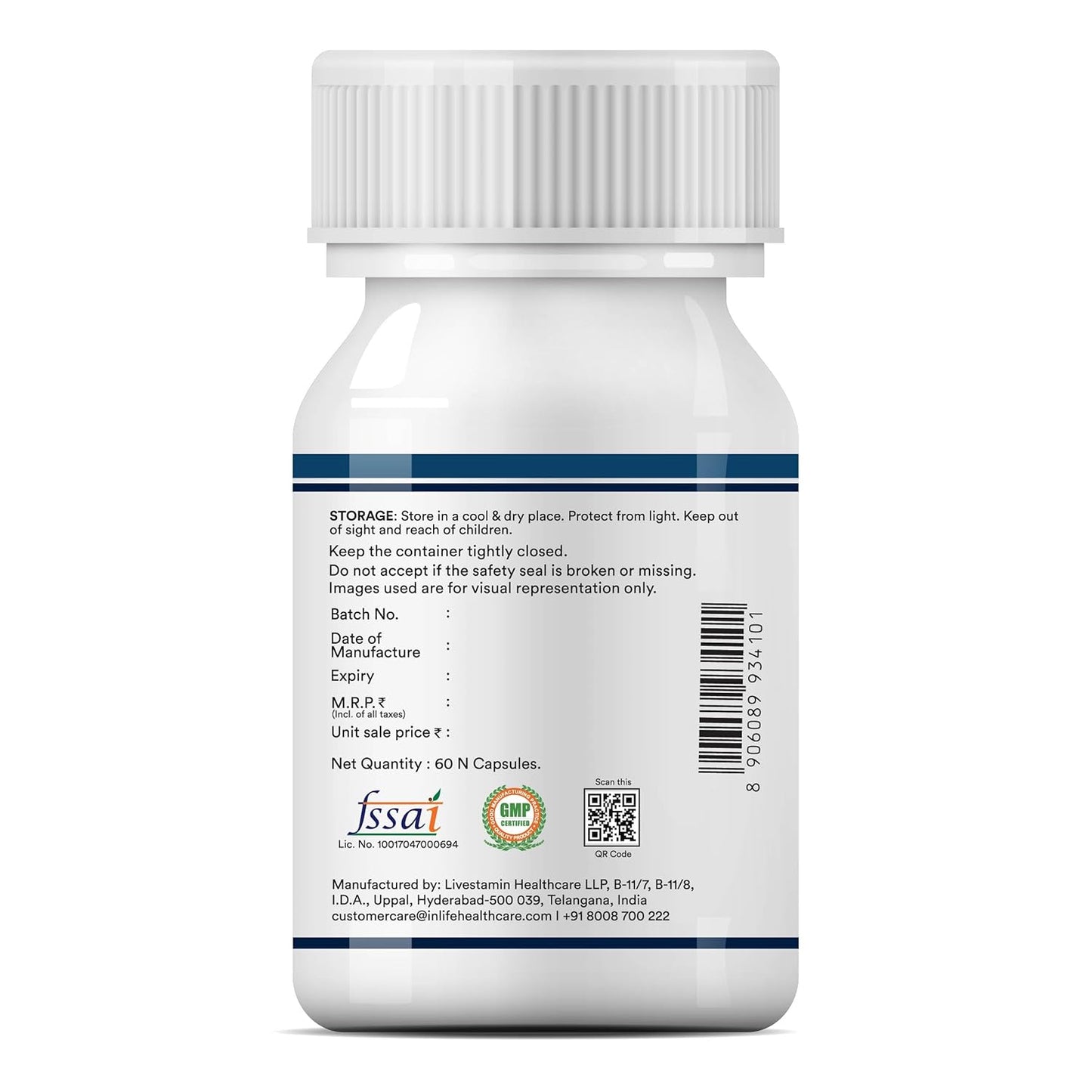 INLIFE B Complex Supplements B1, B2, B3, B5, B6, Biotin, with Vitamin B12, Folic Acid, Alpha Lipoic Acid, Inositol & Choline | For Energy & Metabolism | For Men Women - 60 Vegetarian Capsules
