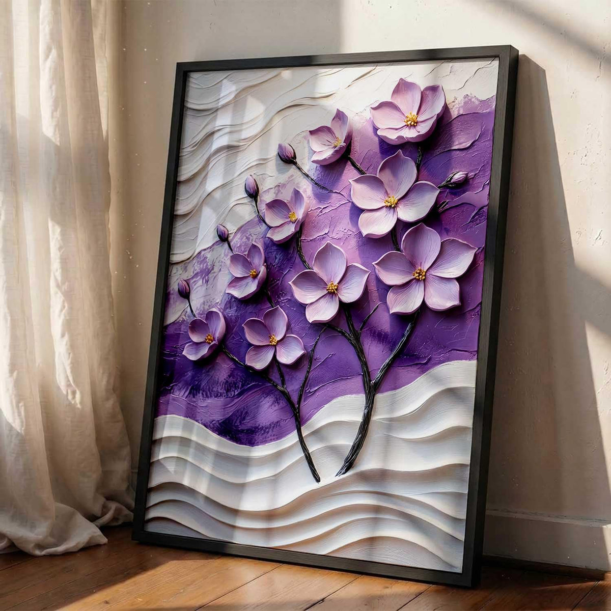blue flower Wall Painting Home Decoration With Frame For Living Room Bed Room Hotel Wall Decor Digital Reprint (13X17 INCH)