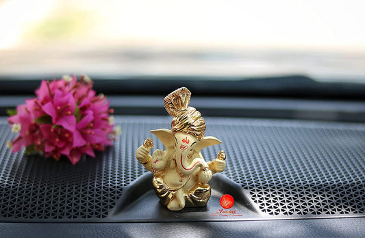 Lord Ganpati/Ganesha Idol for Car Dashboard, Desk, Home Decor, Office Table | Beautiful Ganesh Car Dashboard Idol Figurine Showpiece Sculpture (Ganesha Design 05)