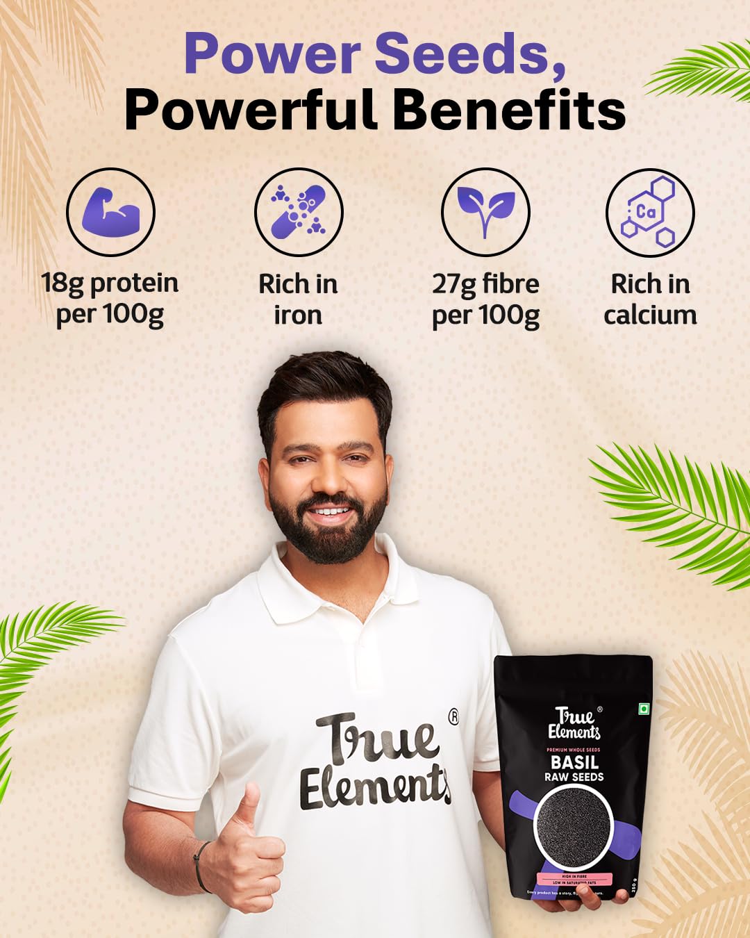 True Elements Basil Seeds 250g - Sabja Seeds | High Fibre and Omega 3