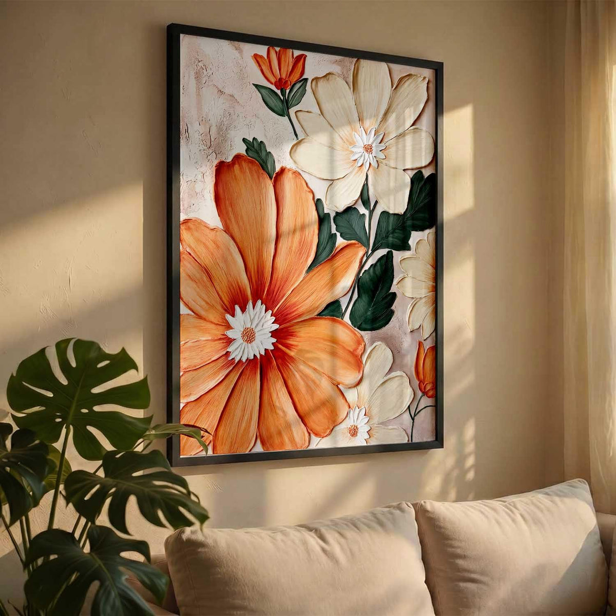 Decorative flower Wall Art Home Decor Modern Painting poster With Frame For Living Room Bed Room Hotel Wall Decor Digital Reprint (13X17 INCH)