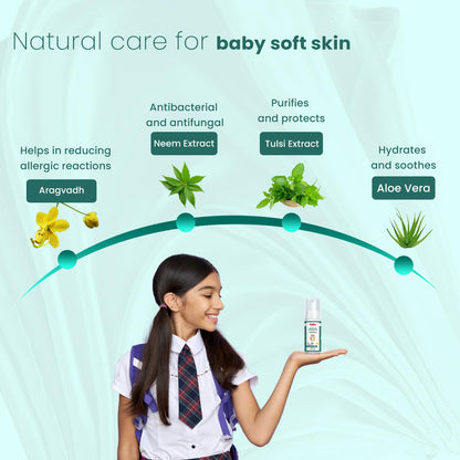 BabyOrgano Waterless Foaming Hand Wash for Kids 0+ Years | Kills 99.9% Germs | No Rinse Needed | Neem, Tulsi & Aloe Vera | Alcohol Free | Paraben Free | FDCA Approved | 50ml (Pack of 1)