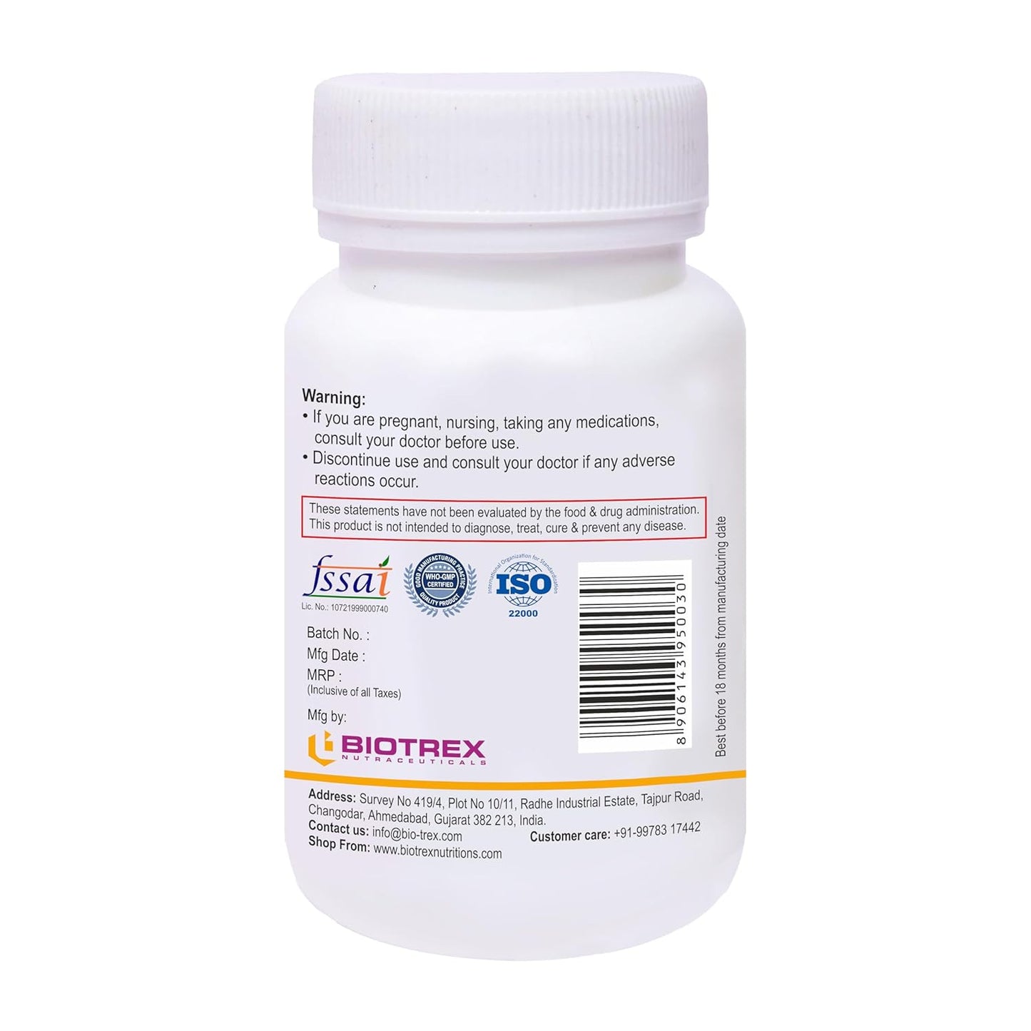 Biotrex Nutraceuticals Iron 19mg (As Ferrous fumarate) | Boosts immunity, Supports energy, Brain function & Muscle function | For Both Men & Women - 60 Tablets