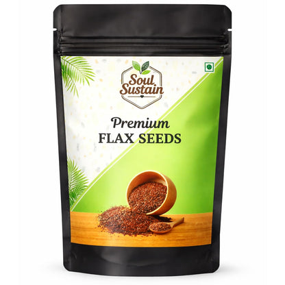 SoulSustain Flax Seeds Brown | Raw Linseed for Eating | Omega 3 Rich Seeds | High Fiber Flaxseed for Digestion, Heart Health, Weight Management | Vegan Gluten Free Superfood
