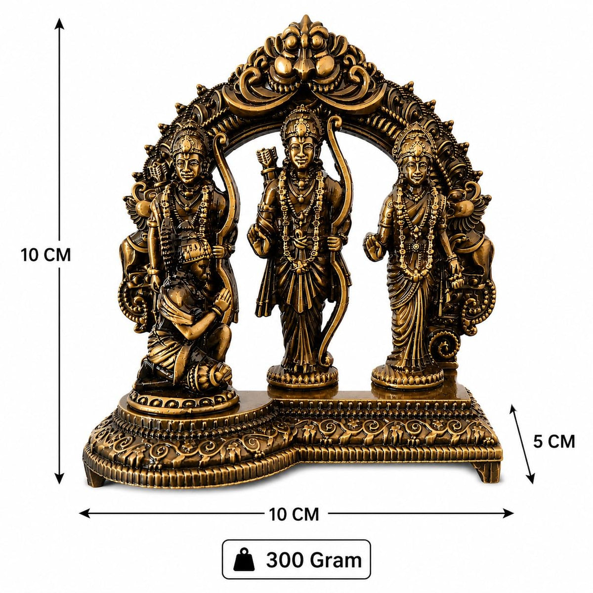 Ram Darbar Idol with Hanuman Statue for Home Temple, Pooja Room | Decorative Hindu God Murti | Antique Finish Religious Showpiece (10 x 5 x 10 cm, 300g)