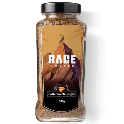 Rage Coffee Butterscotch Delight Flavour - Premium Arabica Instant Coffee (Make Delicious Hot/Cold Coffee) | (Butterscotch Delight, 50g)