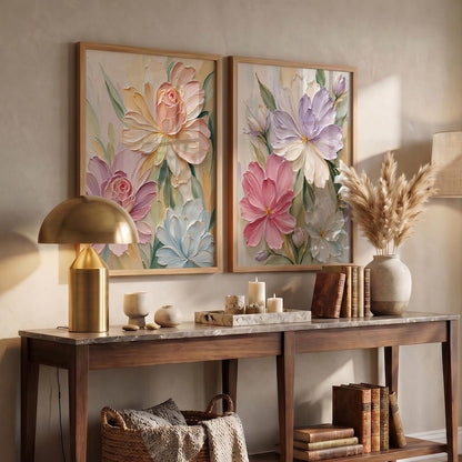 Aesthetic Boho Art Home Decoration | Boho Paintings With Frame For Living Room Bed Room Hotel Wall Decor Digital Reprint Set of 2 (13X17)