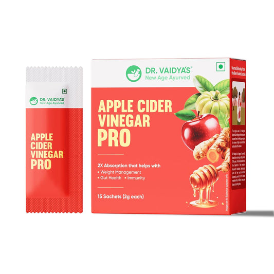Dr Vaidya’s Apple Cider Vinegar Pro | Promotes Weight Management With 2X Absorption | Improves Gut Health & Boosts Immunity | 5 Action Formula | 750mg of ACV, Garcinia, Honey| 15 Sachets (Pack of 1)