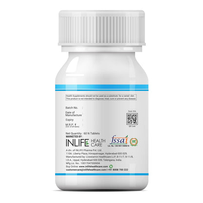 INLIFE Calcium and Vitamin D3 Tablets for Men Women | Calcium Carbonate Supplement for Bone and Joint Support - 60 Tablets (Pack of 1)