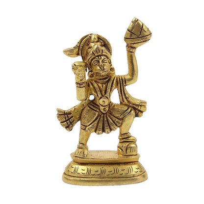 Brass Hanuman Ji Idol | Handcrafted Hanuman Murti for Pooja Room | Home Temple & Festival Gift (Design11: L5 x W3 x H10 cm)