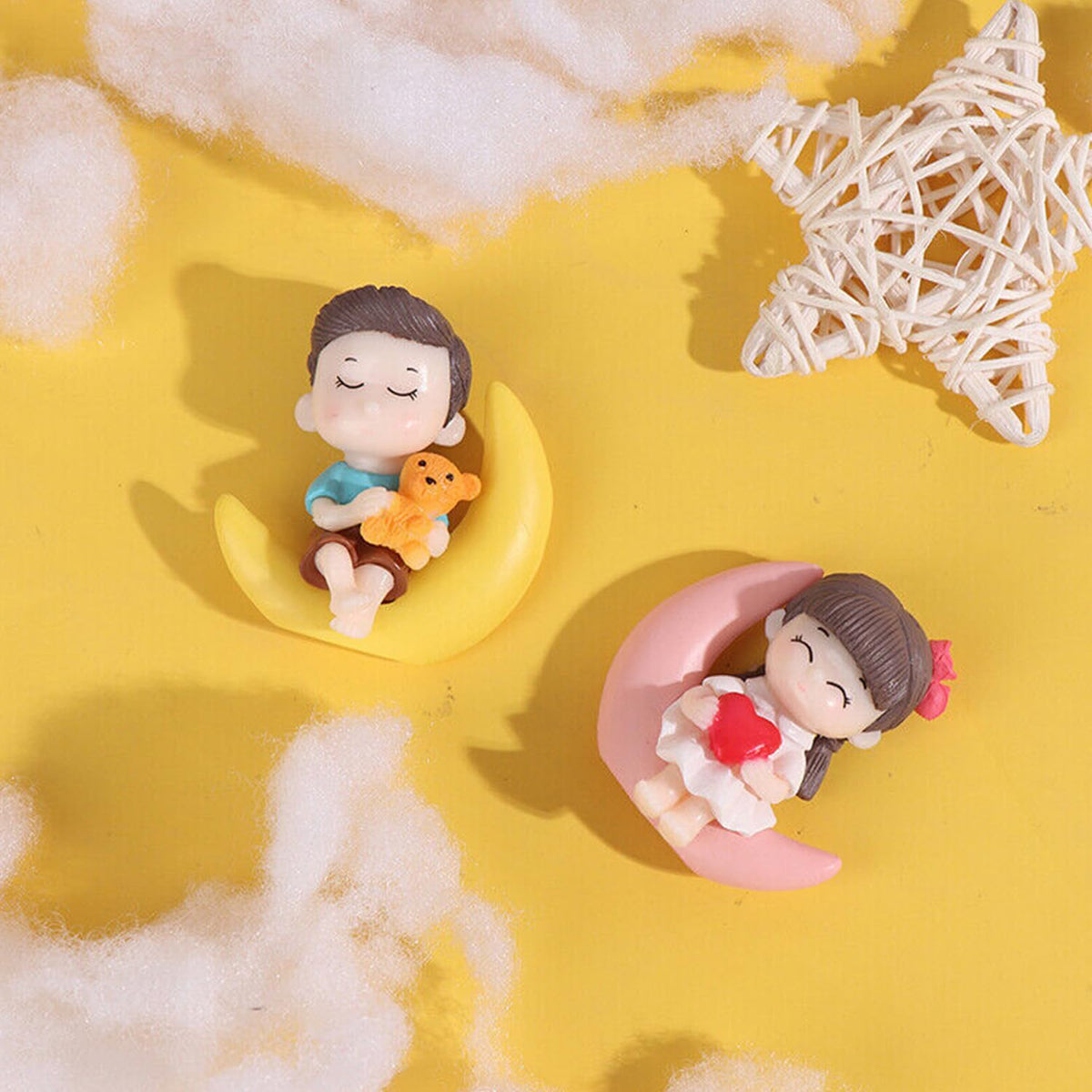 ascension Sweety Moon Couple Miniature Figurine Showpiece Gift for Your Love Romantic Valentine Day Gift for Girlfriend, Boyfriend Cute Baby Dolls Couple Showpiece Valentines Gift Items