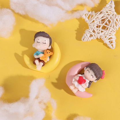 ascension Sweety Moon Couple Miniature Figurine Showpiece Gift for Your Love Romantic Valentine Day Gift for Girlfriend, Boyfriend Cute Baby Dolls Couple Showpiece Valentines Gift Items