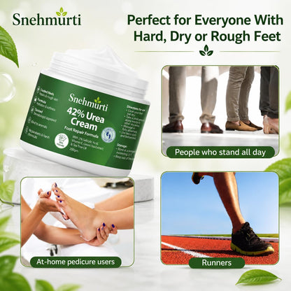 SNEHMURTI 42% Urea Cream for cracked heels with 2% Salicylic Acid 200 g | intensive foot repair formula | skin-friendly | dermatologist-approved