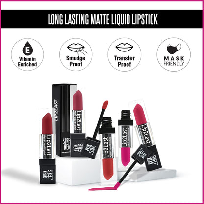Street Wear Lip2Last Matte Liquid Lipstick - Freaking Chocolate (Brown) 5ml Enriched With Vitamin E Lasts AM To PM!